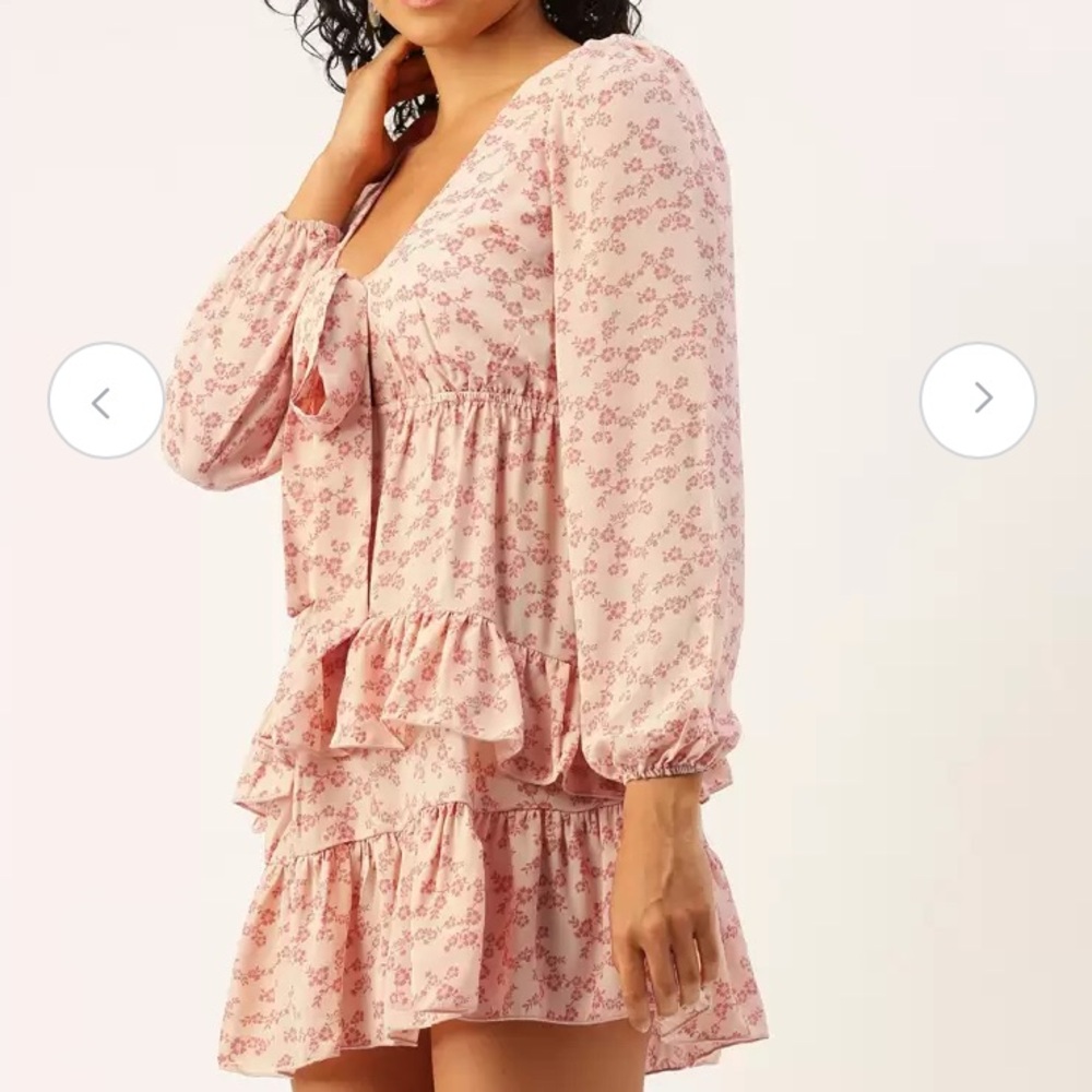 NWT F21 tie front ruffle mini dress - Picture 3 of 8